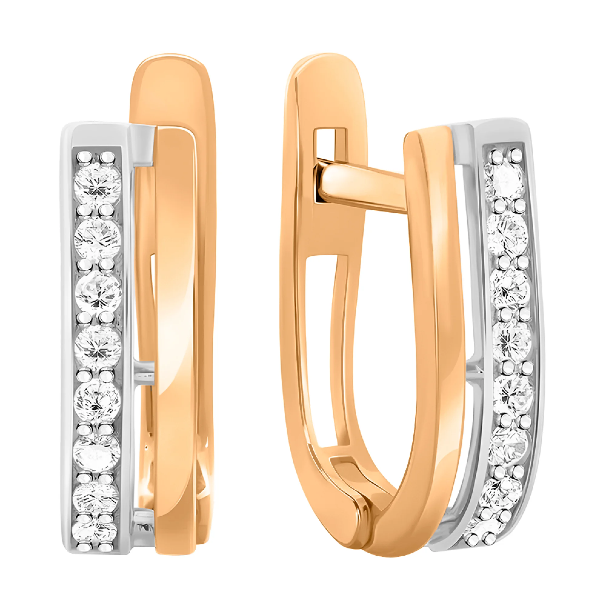 Серьги с фианитами в комбинированном золоте - 406758 - 1