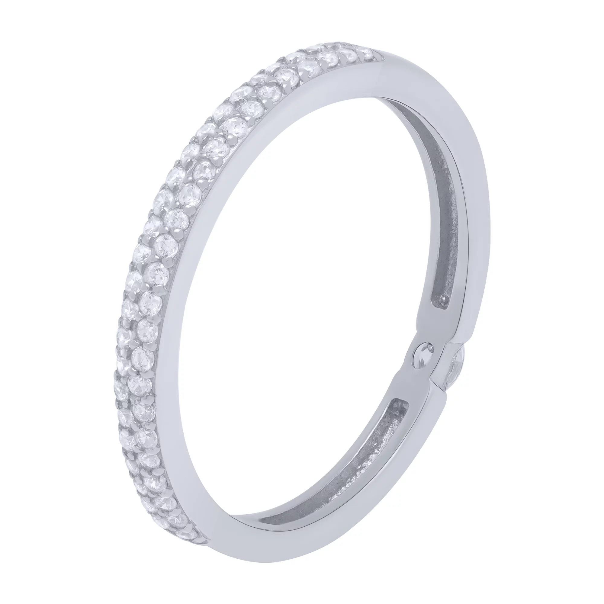 Серебряное кольцо с дорожкой фианитов - 1682061 – изображение 1