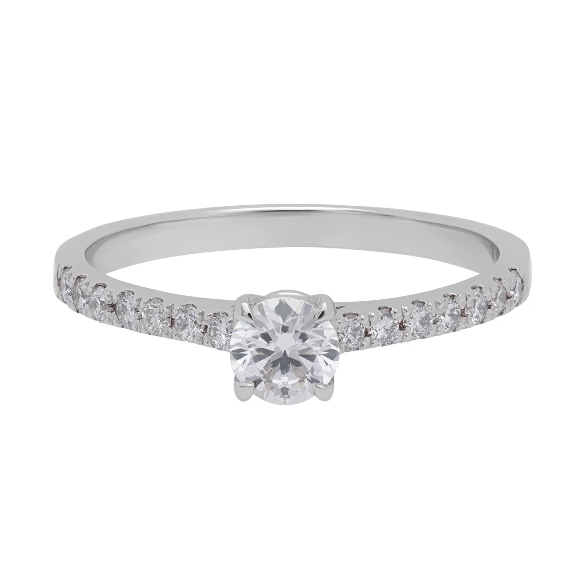 Тонкое кольцо с бриллиантом для помолвки из белого золота - 1644001 – изображение 5