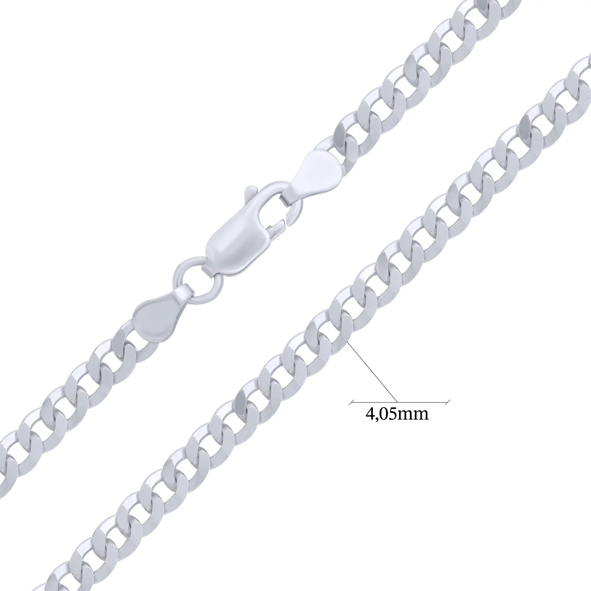 Срібний ланцюжок з родіюванням плетіння панцир - 1685805 – зображення 2