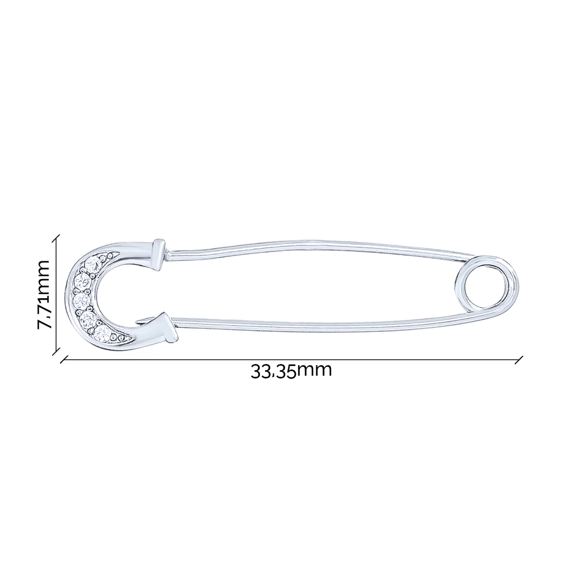 Срібна шпилька з фіанітами - 1760819 – зображення 2