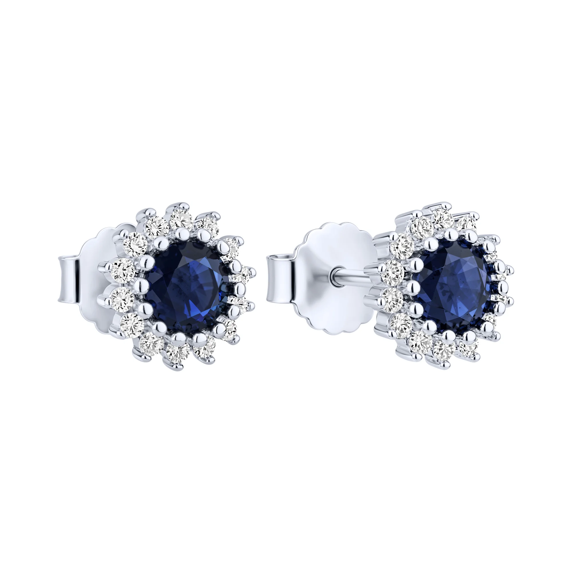 Серьги-гвоздики из серебра с фианитами и альпинитом - 2205919 - 1