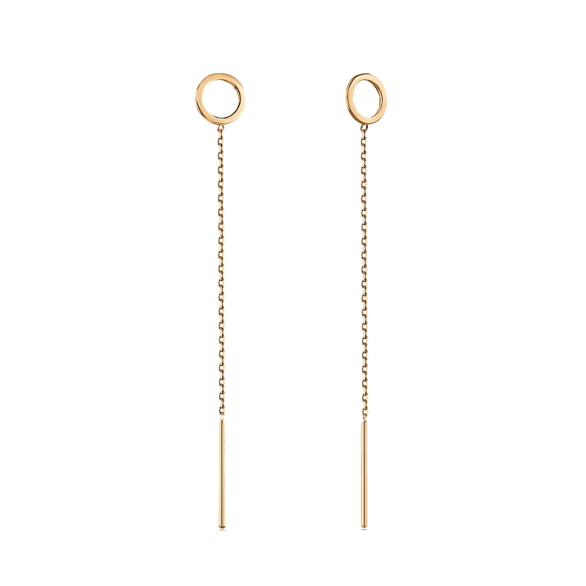 Сережки-протяжки из красного золота - 948706 - 1