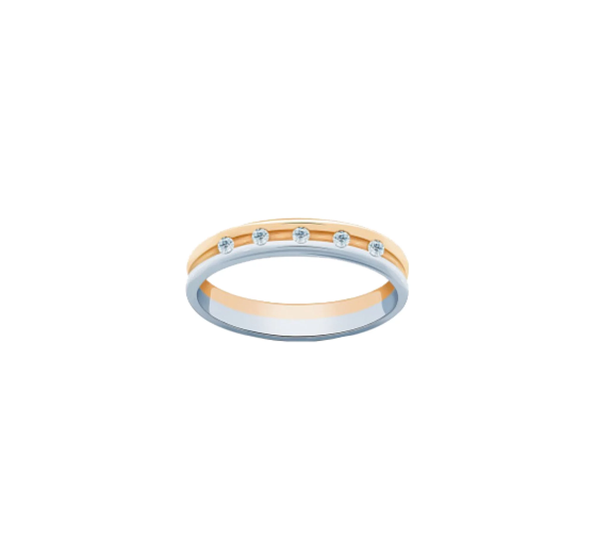 Обручальное кольцо из комбинированного золота с бриллиантами - 483271 – изображение 1