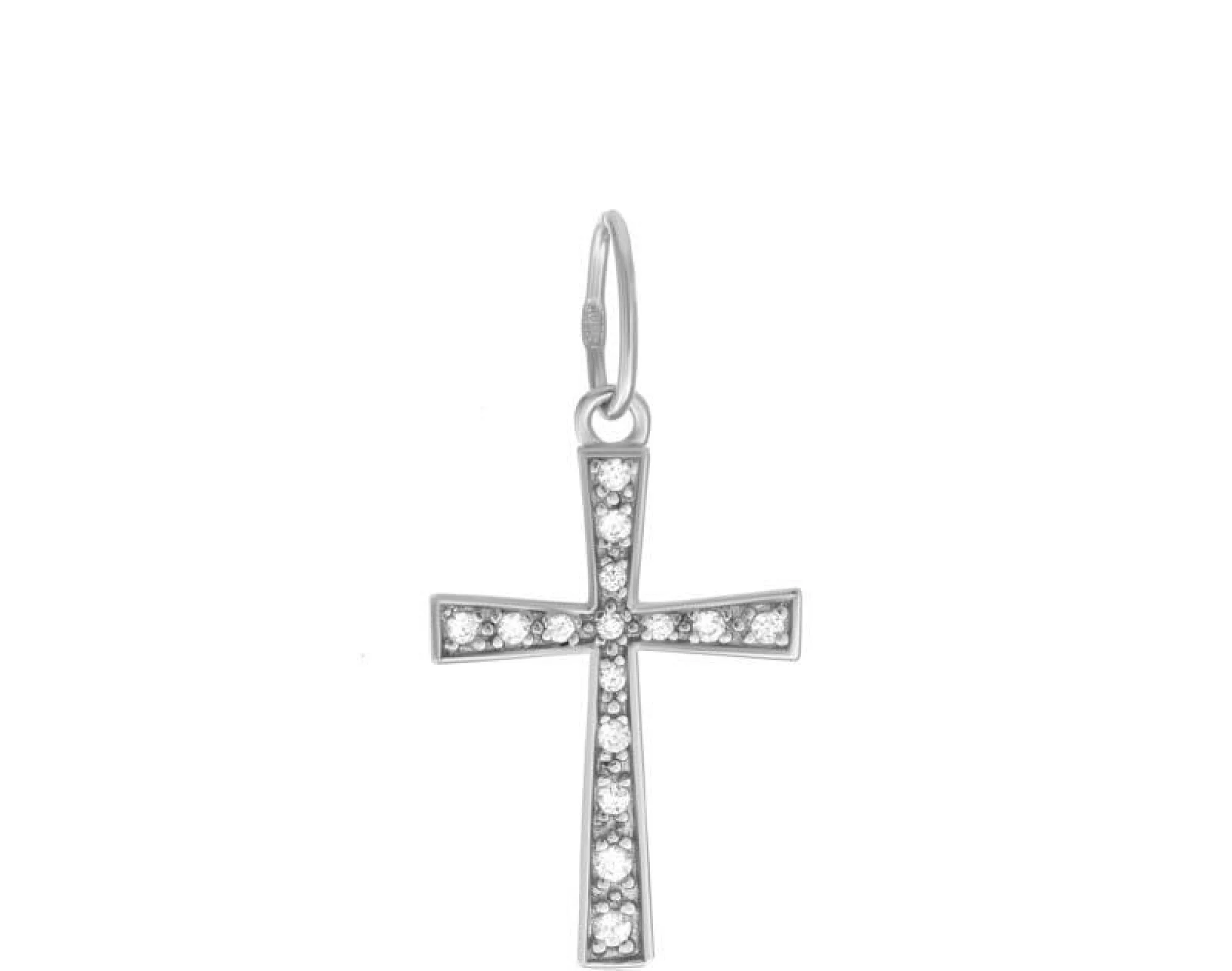 Серебряный крестик с фианитом - 421479 – изображение 1
