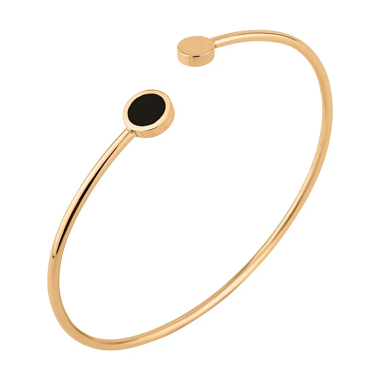 Незамкнений елегантний жорсткий браслет із червоного золота з емаллю - 2120812