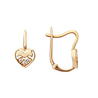 Золоті сережки з цирконіями Сердечки. Артикул 2104908101: ціна, відгуки, фото – купити в інтернет-магазині AURUM