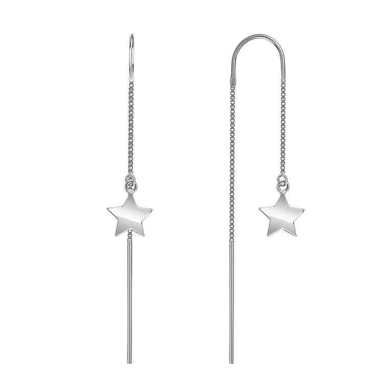 Сережки-протяжки з підвісками "Зірочка" зі срібла. Артикул 7502/1584026: ціна, відгуки, фото – купити в інтернет-магазині AURUM