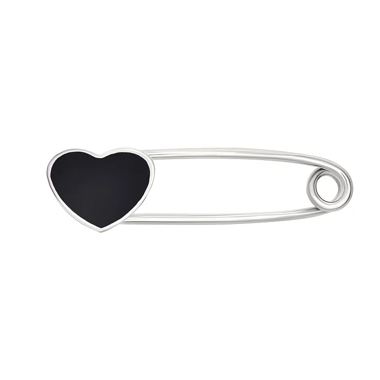 Серебряная булавка "Сердце" с эмалью. Артикул 7511/930AgшпР/55: цена, отзывы, фото – купить в интернет-магазине AURUM