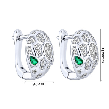 Серьги "Змея" из серебра с фианитами и альпинитами  - 2239473