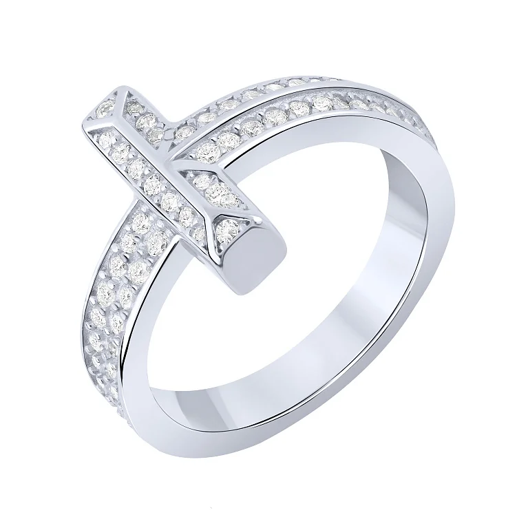 Серебряное кольцо с фианитами  - 2254692