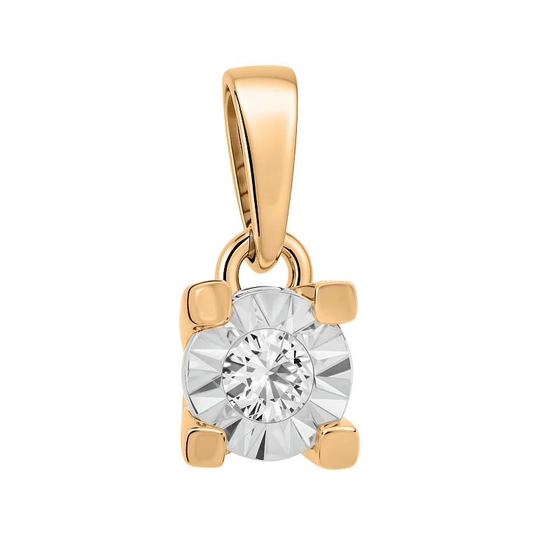 Подвес из комбинированого золота с бриллиантом - 2133961