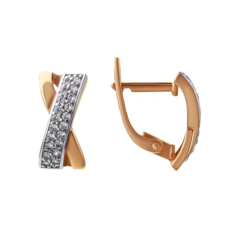 Золоті сережки з фіанітами. Артикул 110204: ціна, відгуки, фото – купити в інтернет-магазині AURUM