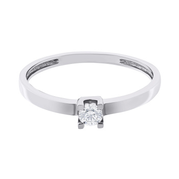 Каблучка з білого золота з діамантом - 1500136