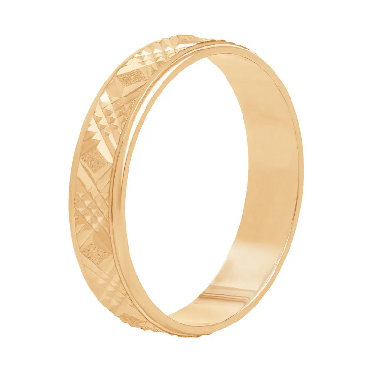 Обручальное кольцо из красного золота з алмазной гранью. Артикул ОК118: цена, отзывы, фото – купить в интернет-магазине AURUM