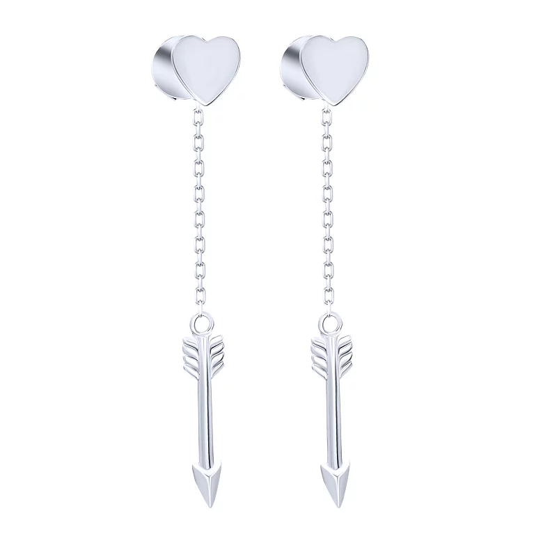Срібні сережки-гвоздики трансформери "Сердечки". Артикул 7518/СК2/1029: ціна, відгуки, фото – купити в інтернет-магазині AURUM