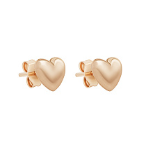Серьги "Сердечка" из красного золота