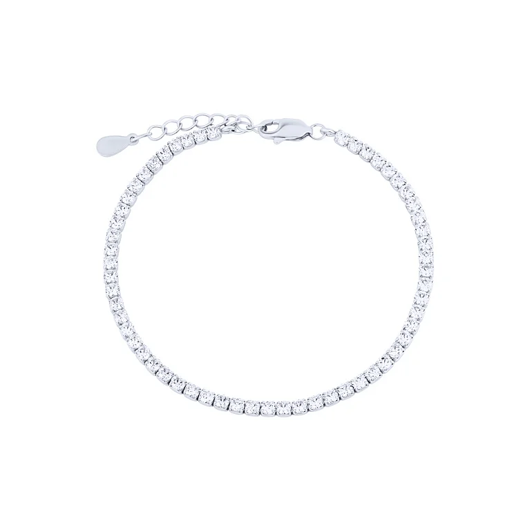 Тенісний браслет зі срібла з фіанітами  - 2132327