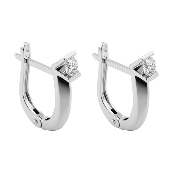 Серьги с бриллиантом в белом золоте - 411352