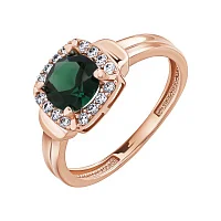 Каблучка з червоного золота з турмаліном та фіанітами - 2086393