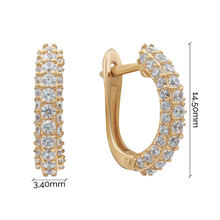 Сережки из красного золота с фианитами - 825859