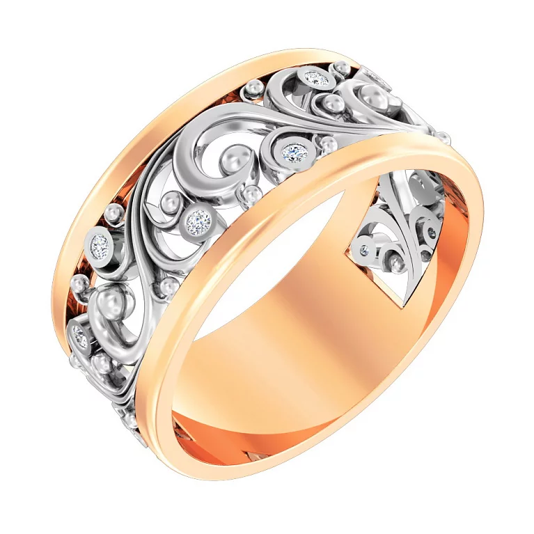 Золотое кольцо с узором и фианитом. Артикул 140717: цена, отзывы, фото – купить в интернет-магазине AURUM