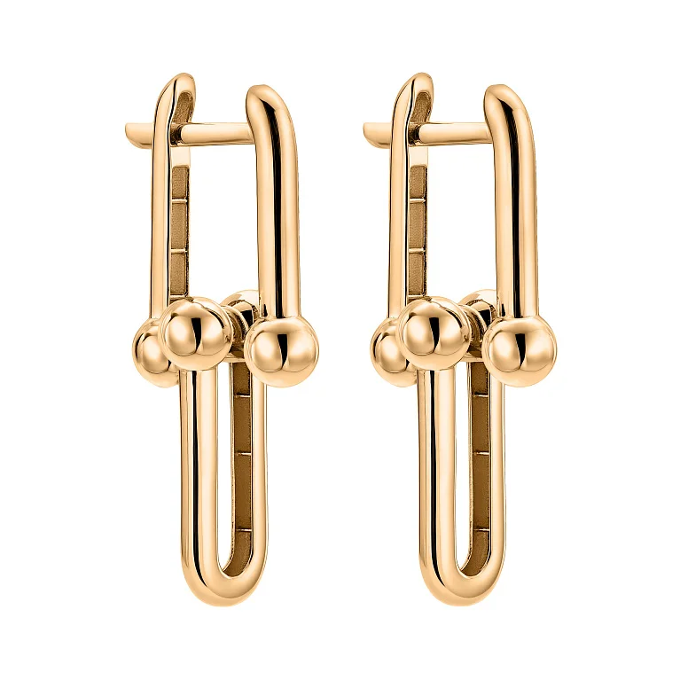 Сережки "Ланки" в червоному золоті - 2229263