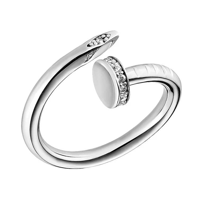Золотое кольцо с фианитом Гвоздь. Артикул 153090б: цена, отзывы, фото – купить в интернет-магазине AURUM