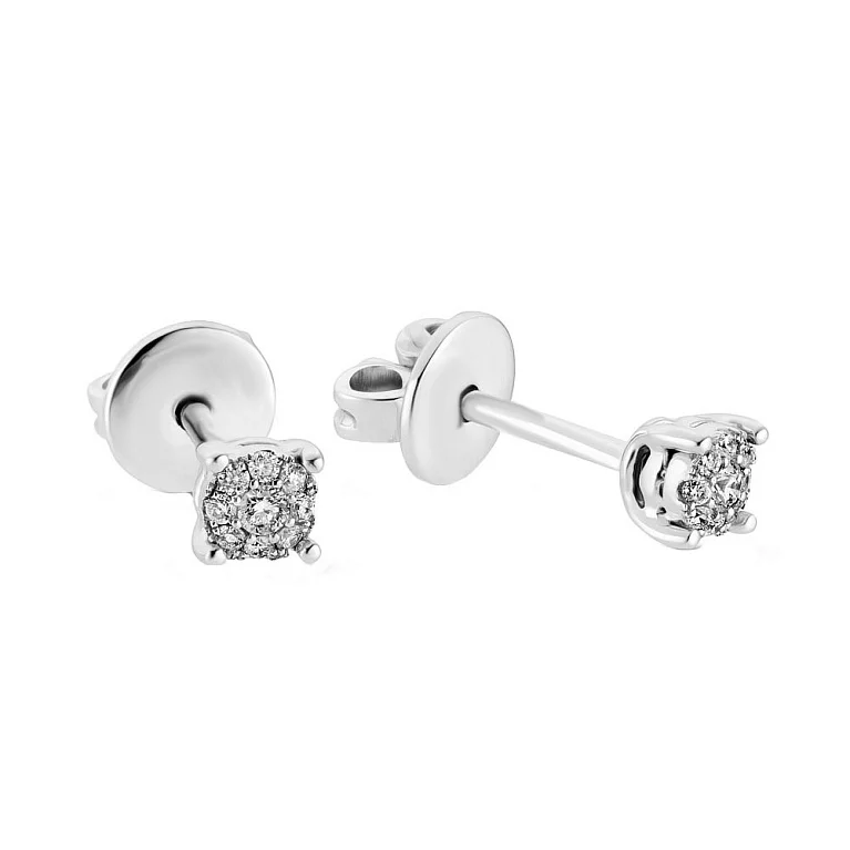 Сережки-гвоздики з білого золота з діамантами. Артикул С341103010б: ціна, відгуки, фото – купити в інтернет-магазині AURUM