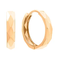 Серьги-кольца из красного золота с гранями - 1683921
