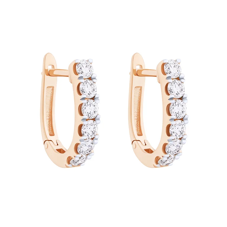 Сережки у червоному золоті з діамантами - 2137961