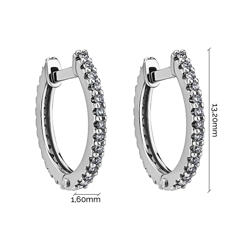 Серьги-кольца с бриллиантами из белого золота - 1853477