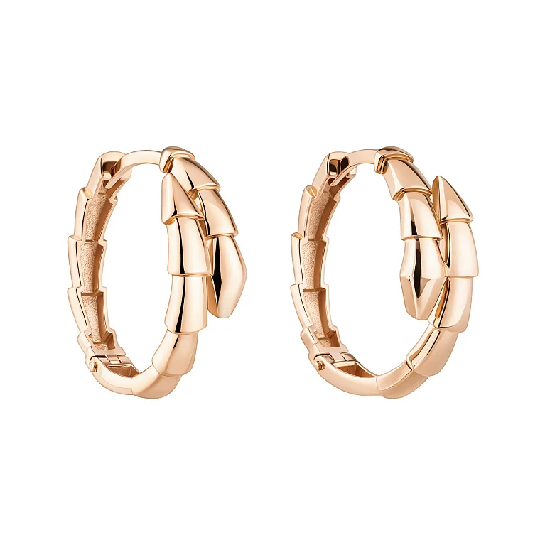 Серьги-кольца "Змея" из красного золота - 2149613