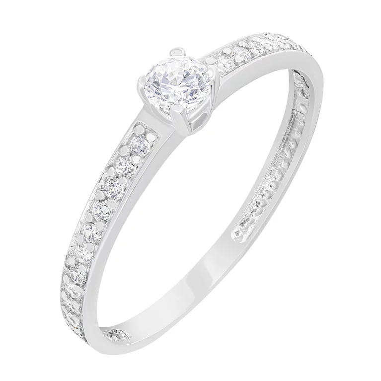 Помолвочное кольцо в белом золоте с фианитами. Артикул 121201_0: цена, отзывы, фото – купить в интернет-магазине AURUM