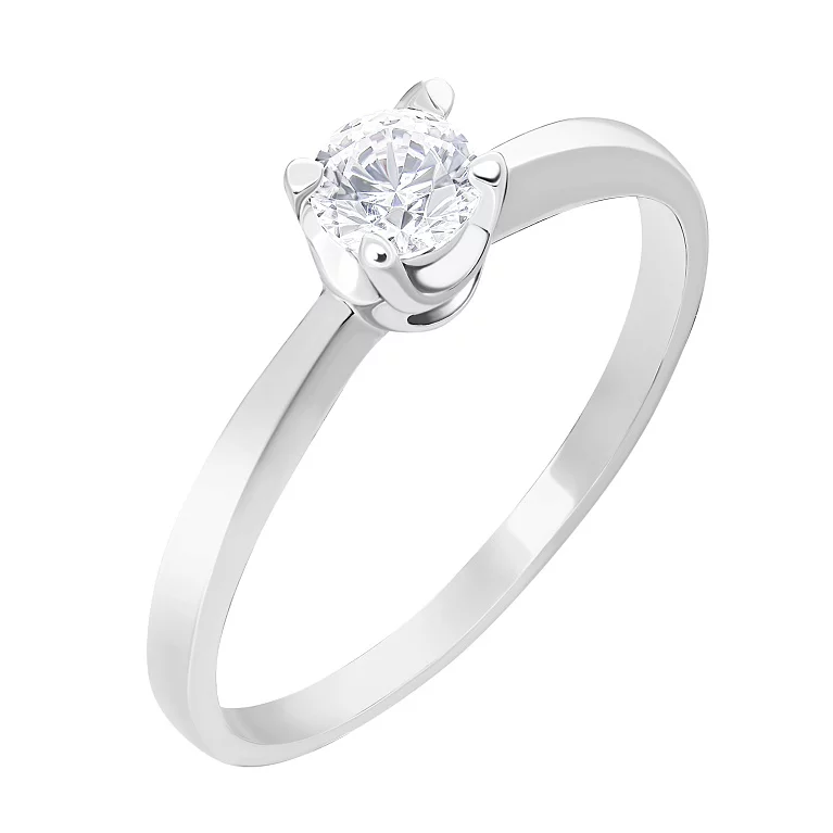 Помолвочное серебряное кольцо с фианитом. Артикул 7501/к034/1: цена, отзывы, фото – купить в интернет-магазине AURUM