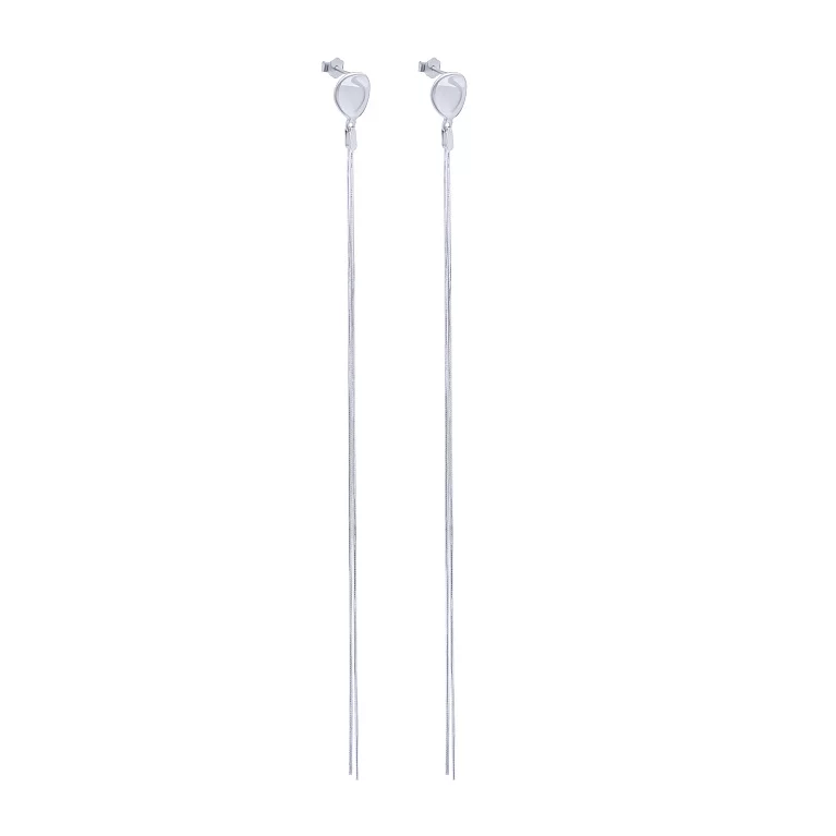 Срібні сережки-гвоздики з підвісками. Артикул 7518/1999967: ціна, відгуки, фото – купити в інтернет-магазині AURUM