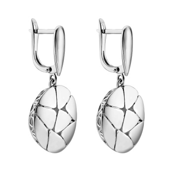 Ажурные серьги с подвесом в белом золоте - 2276878