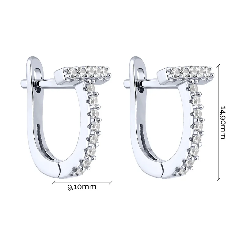 Серебряные серьги с фианитами - 2187085