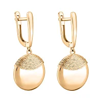 Серьги с подвесом "Круг" в красном золоте - 2162941