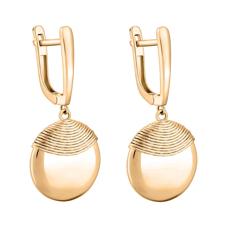 Сережки з підвісом "Коло" у червоному золоті - 2162941