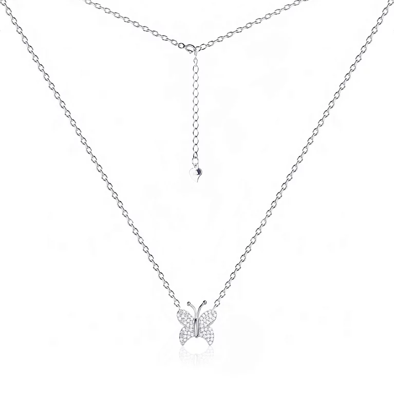 Срібне кольє "Метелик" з фіанітом плетіння якір. Артикул 7507/Кл2Ф/3008: ціна, відгуки, фото – купити в інтернет-магазині AURUM
