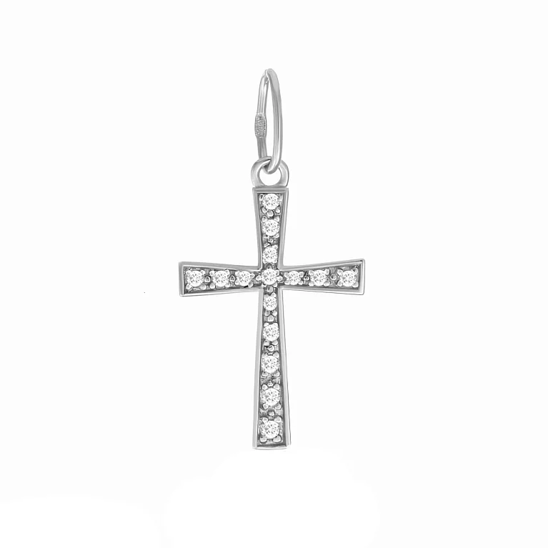 Срібний хрестик з фіанітами. Артикул 7504/П2Ф/303: ціна, відгуки, фото – купити в інтернет-магазині AURUM