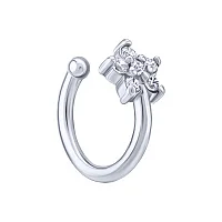 Пирсинг в нос "Цветок" из серебра с фианитами - 2019437