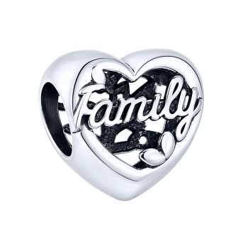 Шарм зі срібла "Family" з фіанітами та чорнінням  - 2250670