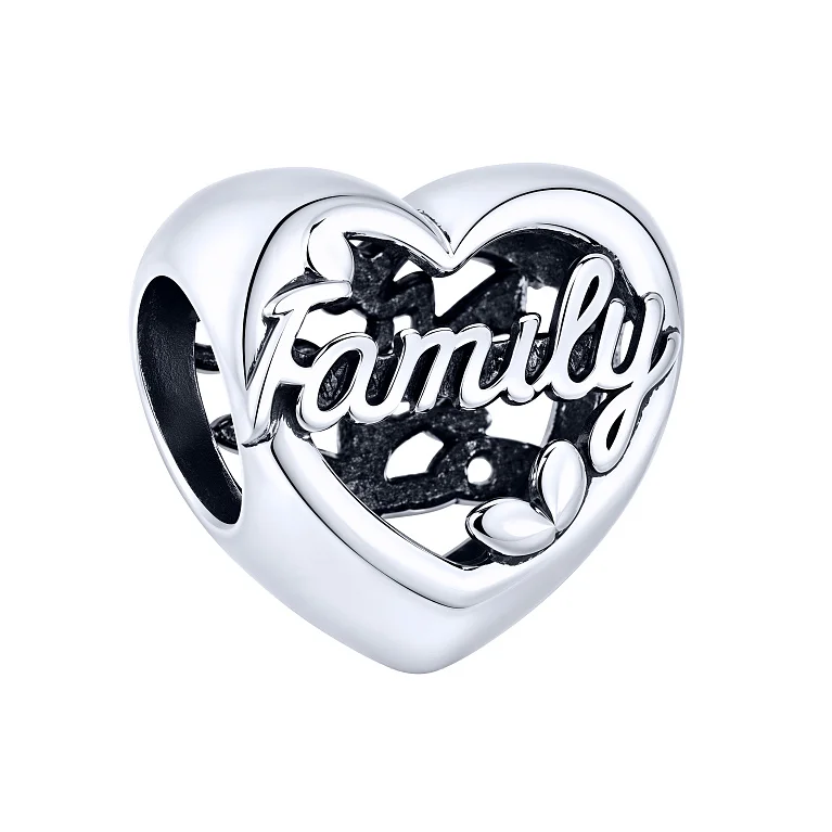 Шарм зі срібла "Family" з фіанітами та чорнінням  - 2250670