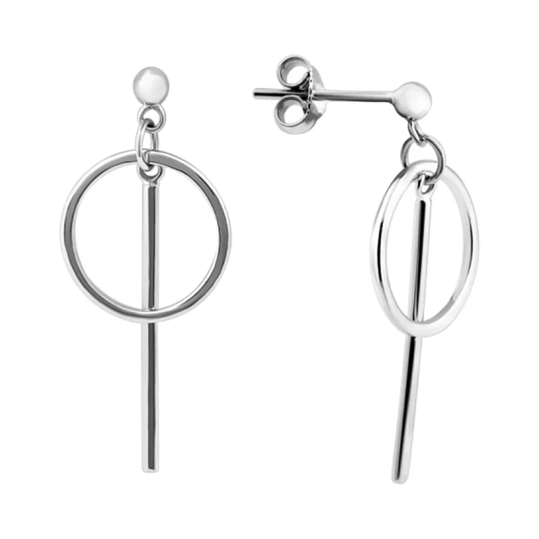 Срібні сережки-гвоздики з підвісами "Колечка". Артикул 7518/ВС-154р: ціна, відгуки, фото – купити в інтернет-магазині AURUM