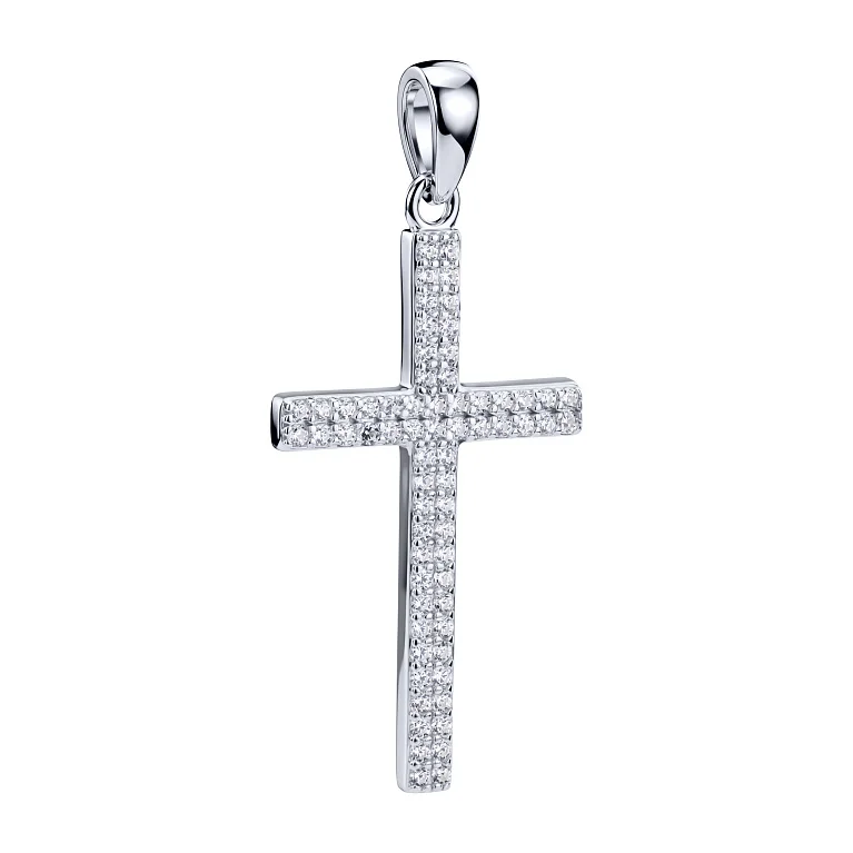 Серебряный декоративный крестик с фианитами - 2159904