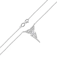 Колье с подвесом "Завитки" с бриллиантами в белом золоте якорное плетение - 1990951