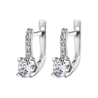 Серебряные серьги с фианитом - 959923