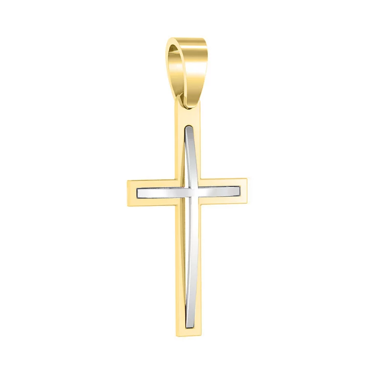 Хрестик католицький з комбінованого золота. Артикул 440562ж: ціна, відгуки, фото – купити в інтернет-магазині AURUM